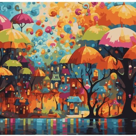 Umbrella Town Coloring Book
